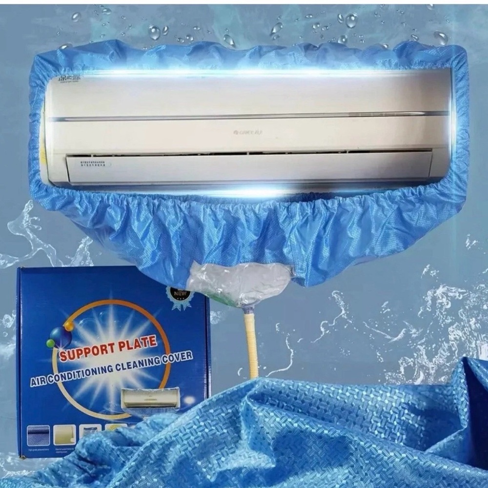 Blue Air Conditioning Cleaning Cover - Protective AC Cleaning Bag